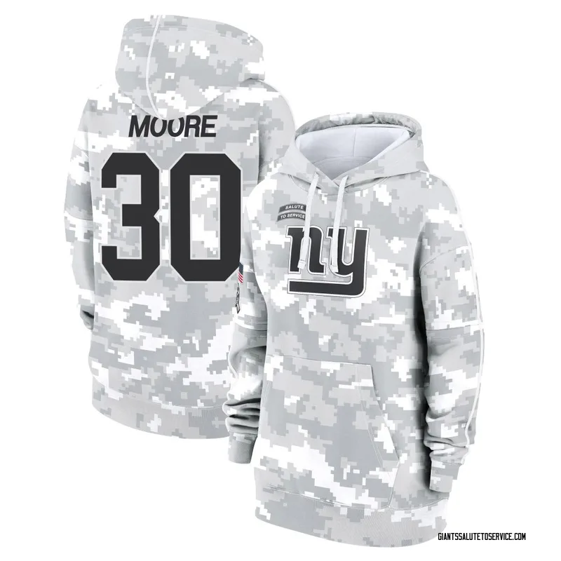 Women's TJ Moore New York Giants Camo Arctic 2024 Salute to Service Club Fleece Pullover Hoodie