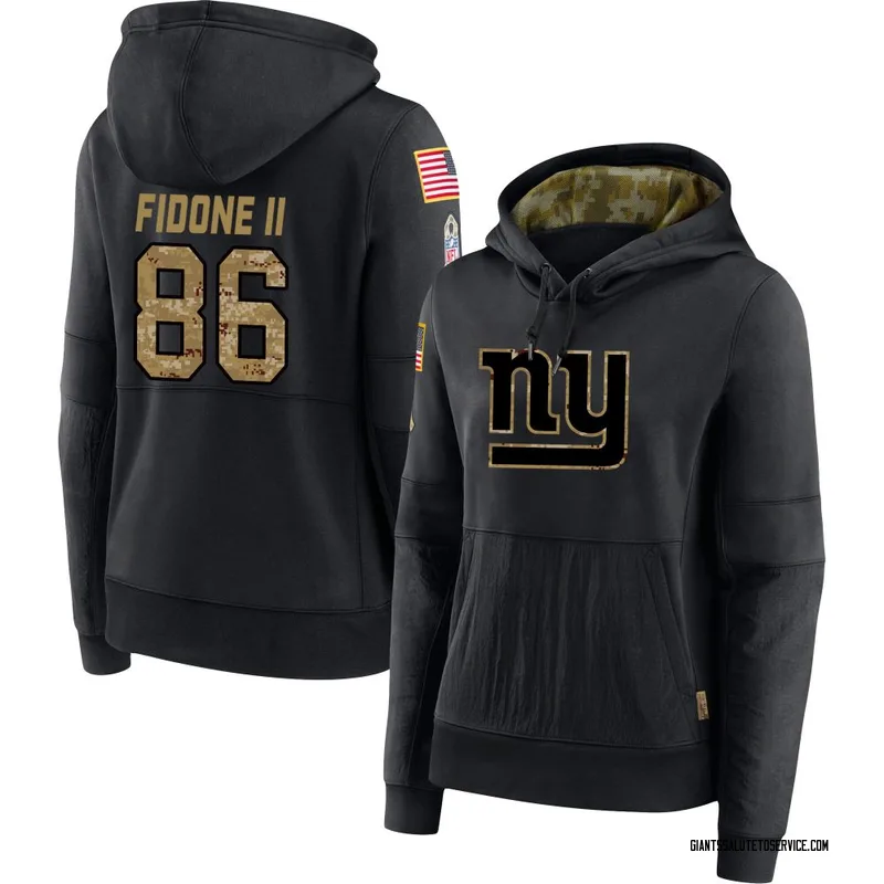 Women's Thomas Fidone II New York Giants Black 2020 Salute to Service Sideline Performance Pullover Hoodie