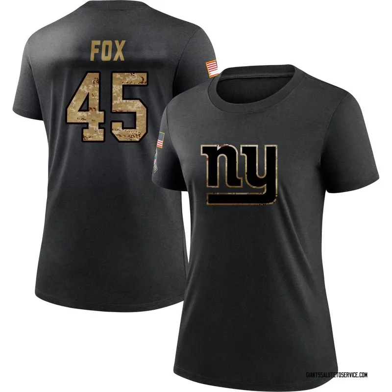 Women's Tomon Fox New York Giants Black 2020 Salute To Service Performance T-Shirt