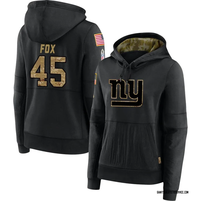 Women's Tomon Fox New York Giants Black 2020 Salute to Service Sideline Performance Pullover Hoodie