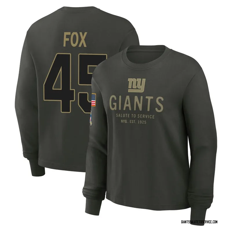 Women's Tomon Fox New York Giants Green Dark/ 2025 Salute to Service Sideline Long Sleeve T-Shirt
