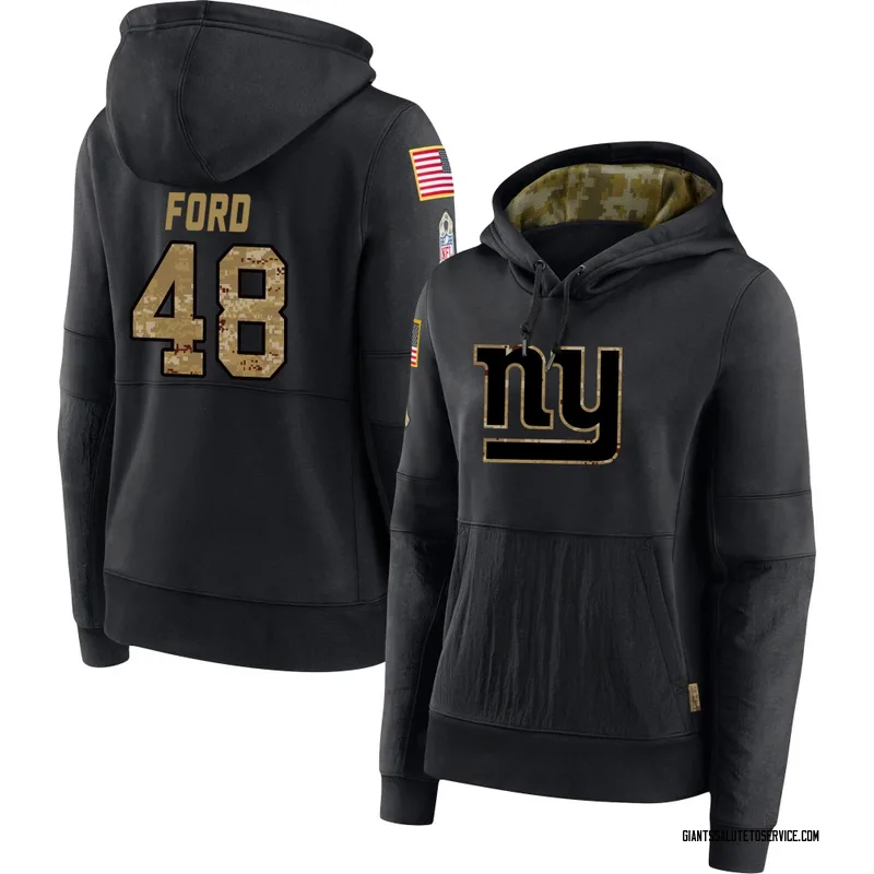 Women's Trace Ford New York Giants Black 2020 Salute to Service Sideline Performance Pullover Hoodie