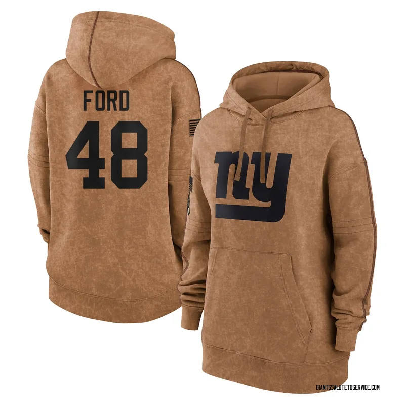 Women's Trace Ford New York Giants Brown 2023 Salute To Service Pullover Hoodie