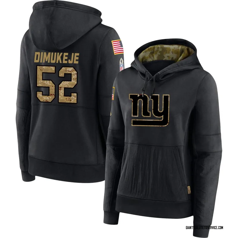 Women's Victor Dimukeje New York Giants Black 2020 Salute to Service Sideline Performance Pullover Hoodie