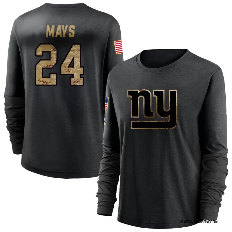 Women's Willie Mays New York Giants Black 2020 Salute To Service Sideline Performance Long Sleeve T-Shirt