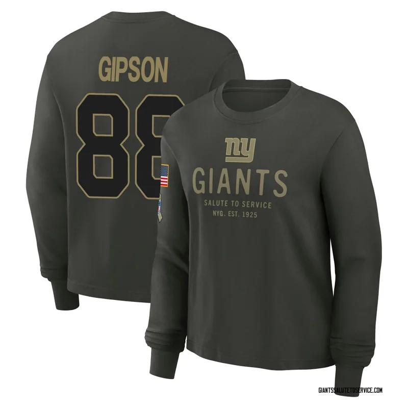 Women's Xavier Gipson New York Giants Green Dark/ 2025 Salute to Service Sideline Long Sleeve T-Shirt