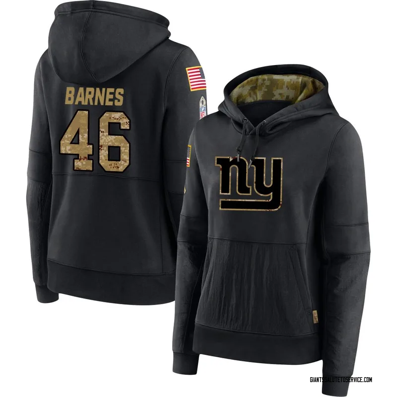 Women's Zaire Barnes New York Giants Black 2020 Salute to Service Sideline Performance Pullover Hoodie