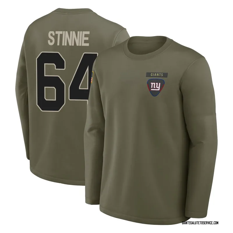 Youth Aaron Stinnie New York Giants Olive 2025 Salute to Service Sideline Coaches Long Sleeve T-Shirt