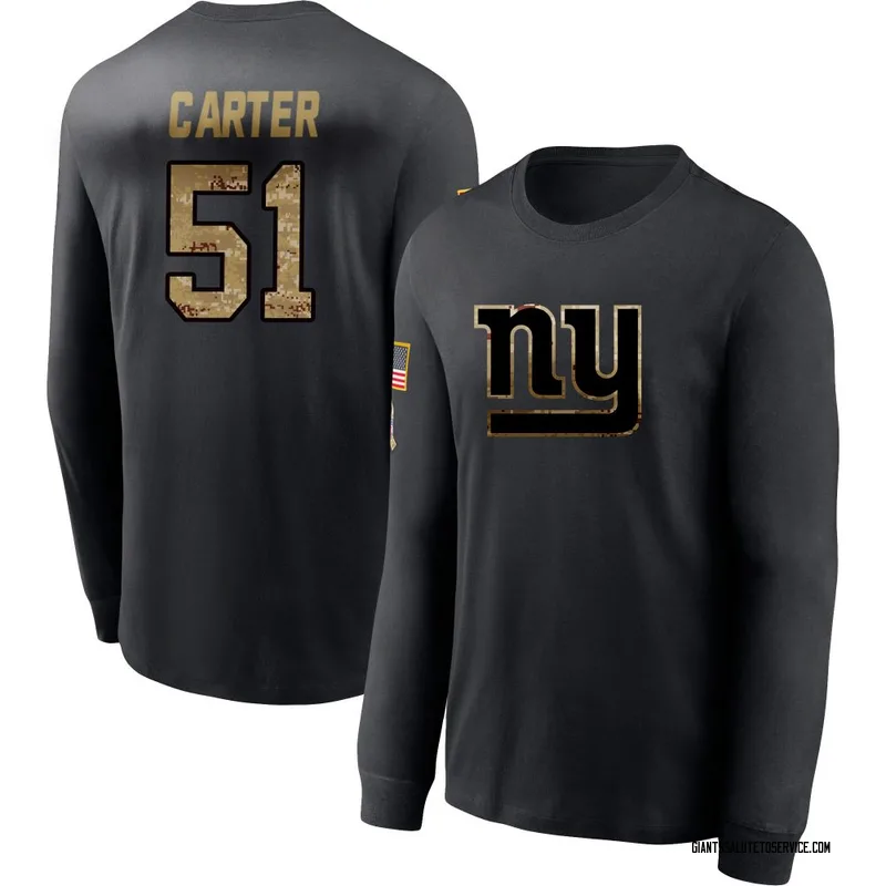 Youth Abdul Carter New York Giants Black 2020 Salute To Service Sideline Performance Long Sleeve T-Shirt