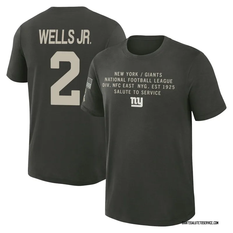 Youth Antwane Wells Jr. New York Giants Green Dark/ 2025 Salute to Service Sideline Slub T-Shirt