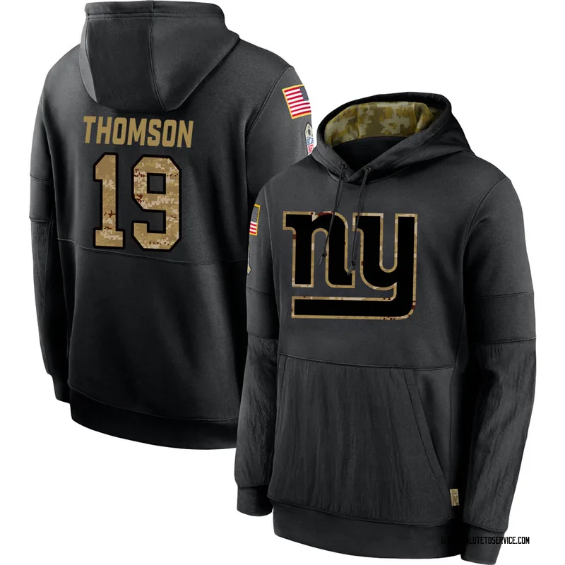Youth Bobby Thomson New York Giants Black 2020 Salute to Service Sideline Performance Pullover Hoodie
