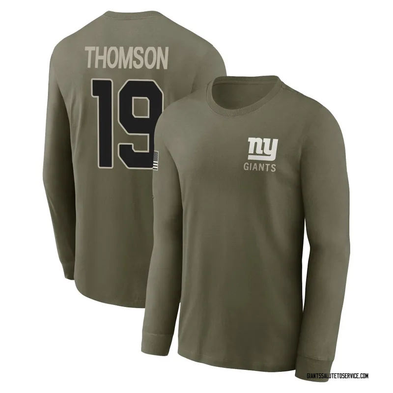 Youth Bobby Thomson New York Giants Olive 2025 Salute to Service Sideline Long Sleeve T-Shirt
