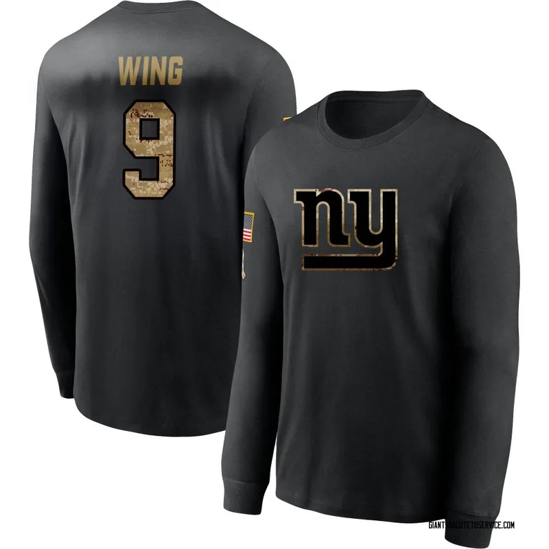 Youth Brad Wing New York Giants Black 2020 Salute To Service Sideline Performance Long Sleeve T-Shirt