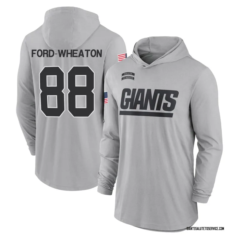 Youth Bryce Ford-Wheaton New York Giants Gray 2024 Salute to Service Lightweight Performance Long Sleeve Hooded T-Shirt