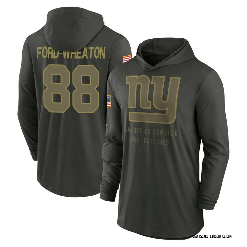 Youth Bryce Ford-Wheaton New York Giants Green Forest/ 2025 Salute to Service Sideline Lightweight Hooded Pullover Long Sleeve T