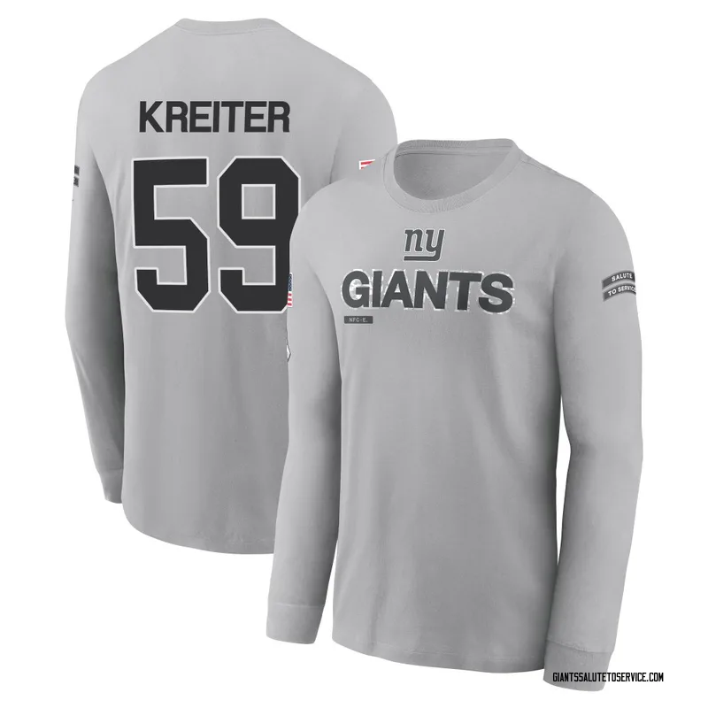 Youth Casey Kreiter New York Giants Gray 2024 Salute to Service Long Sleeve T-Shirt