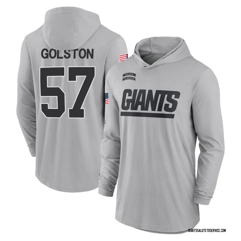 Youth Chauncey Golston New York Giants Gray 2024 Salute to Service Lightweight Performance Long Sleeve Hooded T-Shirt