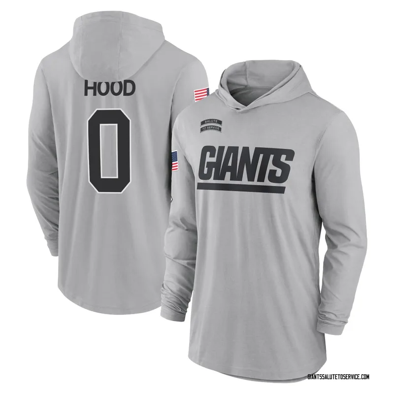 Youth Colton Hood New York Giants Gray 2024 Salute to Service Lightweight Performance Long Sleeve Hooded T-Shirt