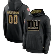 Youth Custom New York Giants Black 2020 Salute to Service Sideline Performance Pullover Hoodie