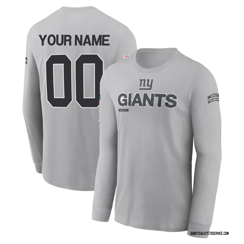 Youth Custom New York Giants Gray 2024 Salute to Service Long Sleeve T-Shirt