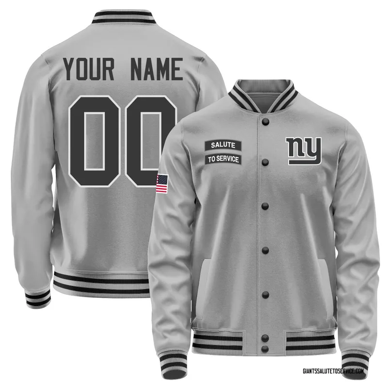 Youth Custom New York Giants Gray Salute to Service Performance Jacket