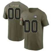 Youth Custom New York Giants Olive 2025 Salute to Service Name & Number T-Shirt