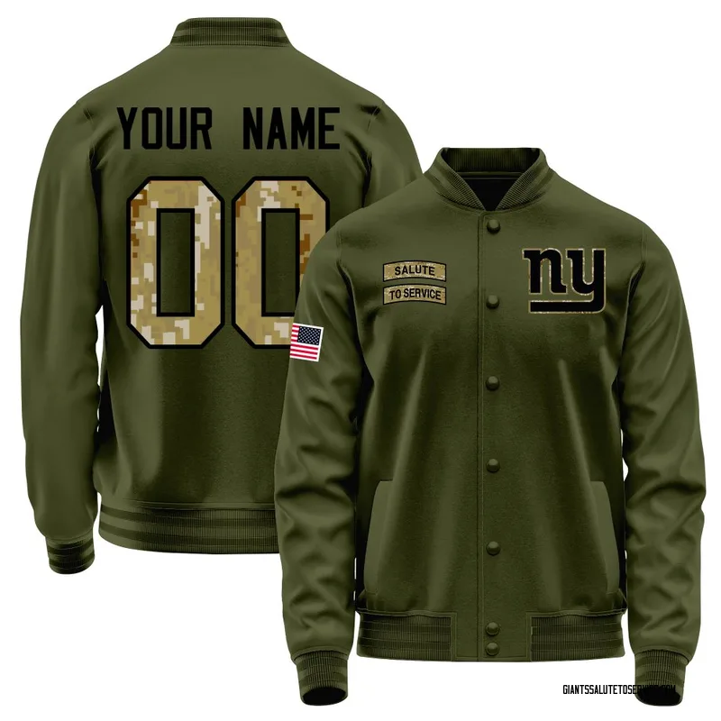 Youth Custom New York Giants Olive Salute to Service Sideline Performance Jacket