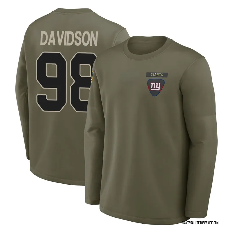 Youth D.J. Davidson New York Giants Olive 2025 Salute to Service Sideline Coaches Long Sleeve T-Shirt