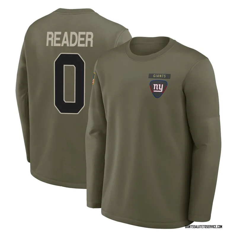 Youth DJ Reader New York Giants Olive 2025 Salute to Service Sideline Coaches Long Sleeve T-Shirt
