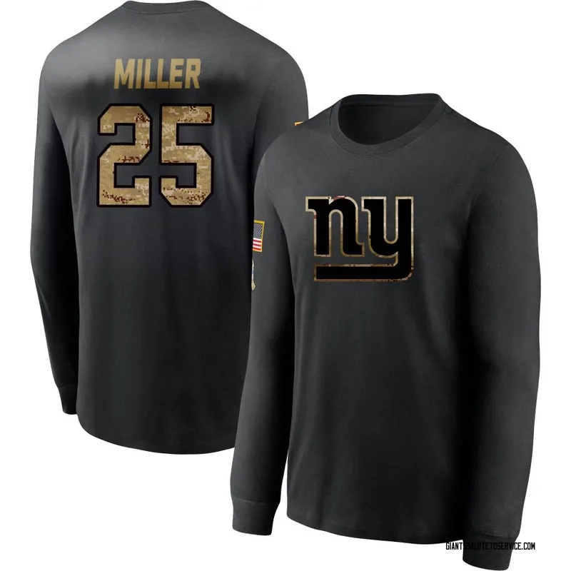 Youth Dante Miller New York Giants Black 2020 Salute To Service Sideline Performance Long Sleeve T-Shirt