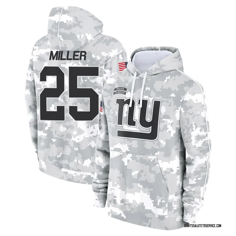 Youth Dante Miller New York Giants Camo Arctic 2024 Salute to Service Club Fleece Pullover Hoodie
