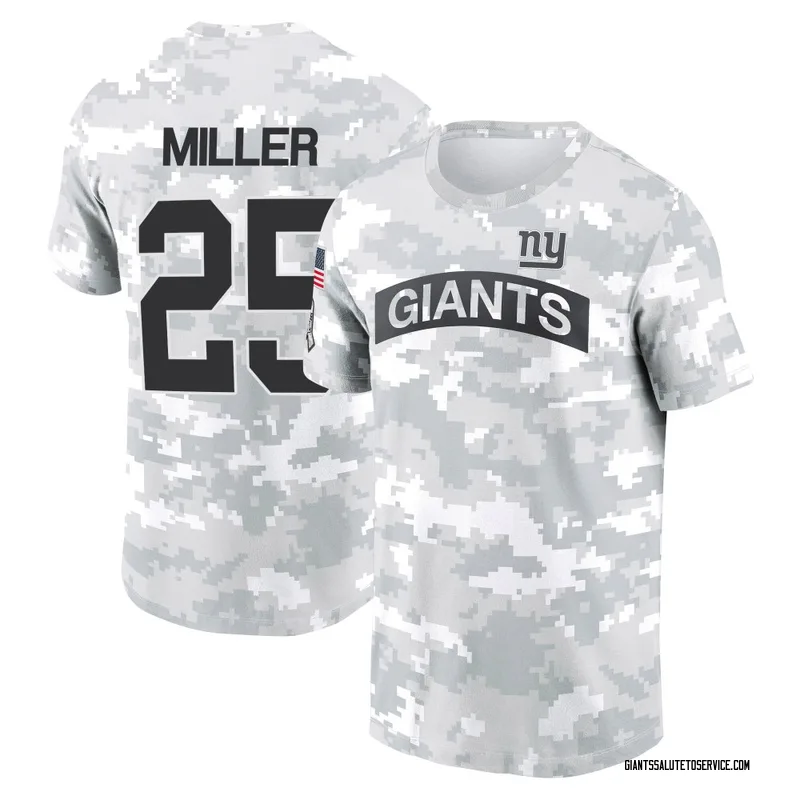 Youth Dante Miller New York Giants Camo Arctic 2024 Salute to Service Performance T-Shirt