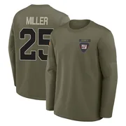 Youth Dante Miller New York Giants Olive 2025 Salute to Service Sideline Coaches Long Sleeve T-Shirt