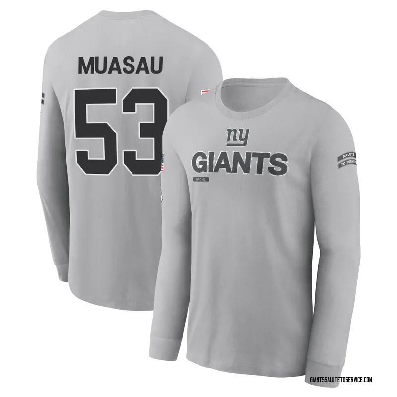 Youth Darius Muasau New York Giants Gray 2024 Salute to Service Long Sleeve T-Shirt
