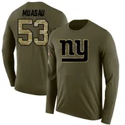 Youth Darius Muasau New York Giants Legend Olive Salute to Service Sideline Long Sleeve T-Shirt