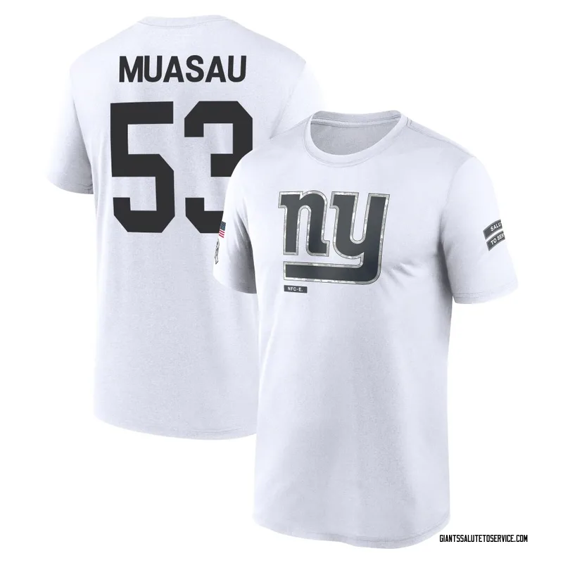 Youth Darius Muasau New York Giants Legend White 2024 Salute to Service Performance T-Shirt