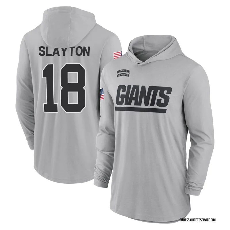 Youth Darius Slayton New York Giants Gray 2024 Salute to Service Lightweight Performance Long Sleeve Hooded T-Shirt