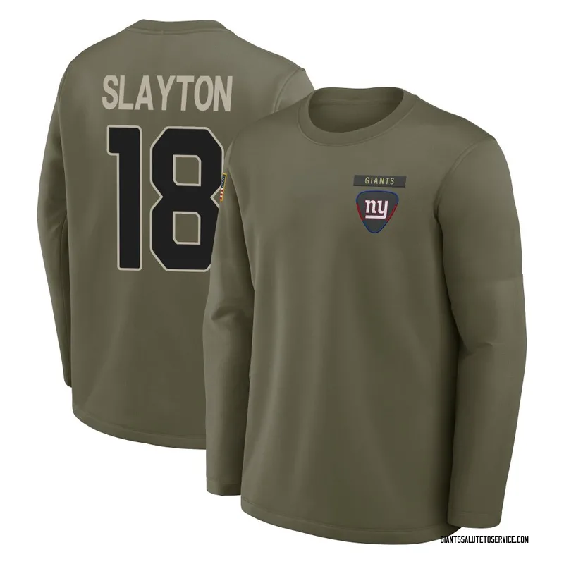 Youth Darius Slayton New York Giants Olive 2025 Salute to Service Sideline Coaches Long Sleeve T-Shirt