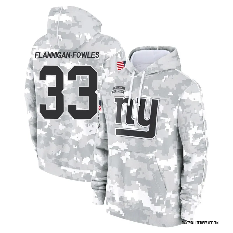 Youth Demetrius Flannigan-Fowles New York Giants Camo Arctic 2024 Salute to Service Club Fleece Pullover Hoodie
