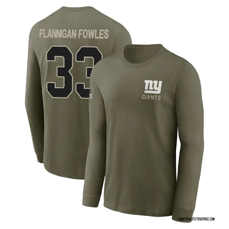 Youth Demetrius Flannigan-Fowles New York Giants Olive 2025 Salute to Service Sideline Long Sleeve T-Shirt