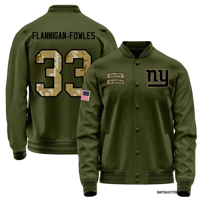 Youth Demetrius Flannigan-Fowles New York Giants Olive Salute to Service Sideline Performance Jacket