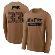 Youth Dion Lewis New York Giants Brown 2023 Salute To Service Long Sleeve T-Shirt