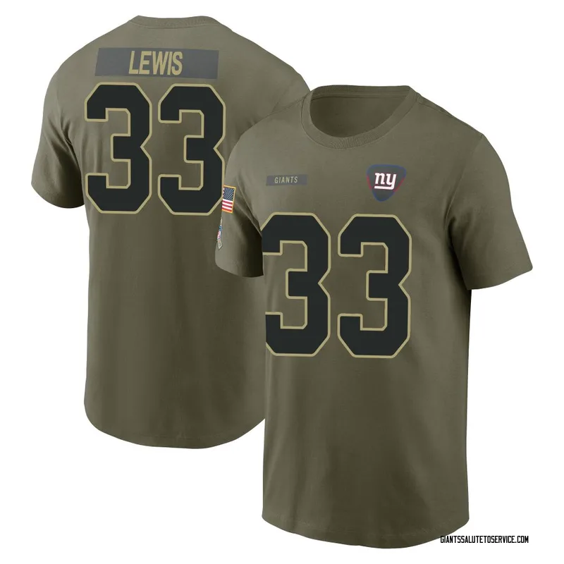 Youth Dion Lewis New York Giants Olive 2025 Salute to Service Name & Number T-Shirt