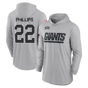Youth Dru Phillips New York Giants Gray 2024 Salute to Service Lightweight Performance Long Sleeve Hooded T-Shirt