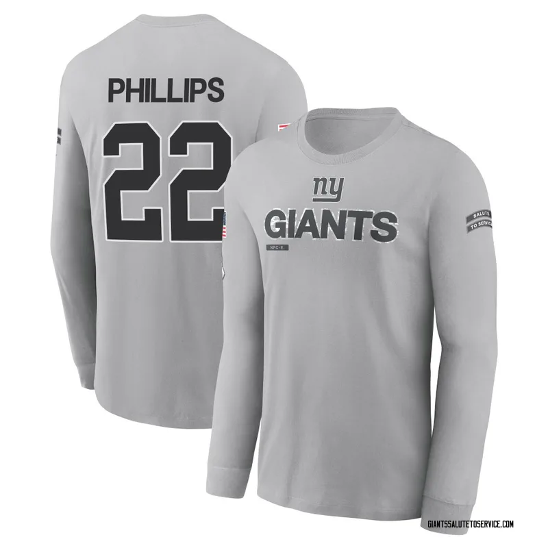 Youth Dru Phillips New York Giants Gray 2024 Salute to Service Long Sleeve T-Shirt