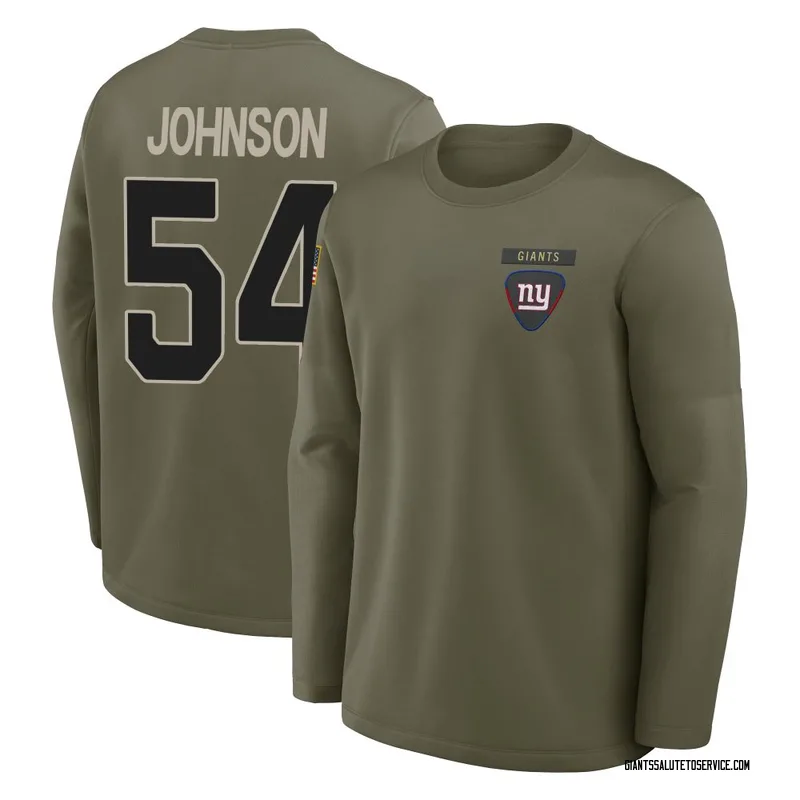 Youth Dyontae Johnson New York Giants Olive 2025 Salute to Service Sideline Coaches Long Sleeve T-Shirt