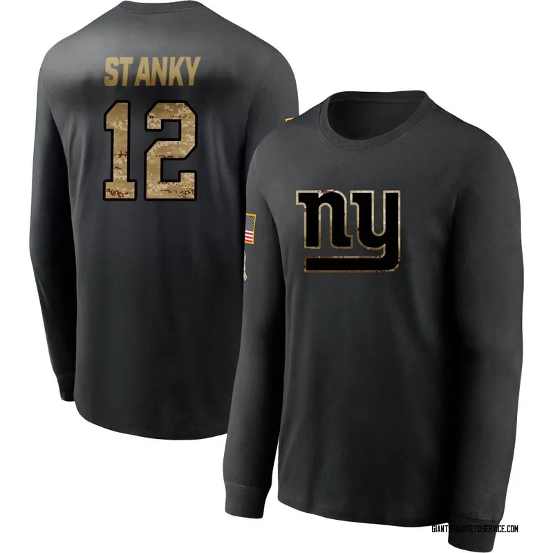Youth Eddie Stanky New York Giants Black 2020 Salute To Service Sideline Performance Long Sleeve T-Shirt