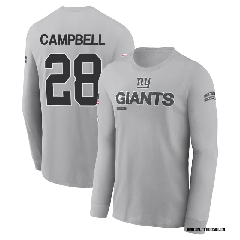 Youth Elijah Campbell New York Giants Gray 2024 Salute to Service Long Sleeve T-Shirt