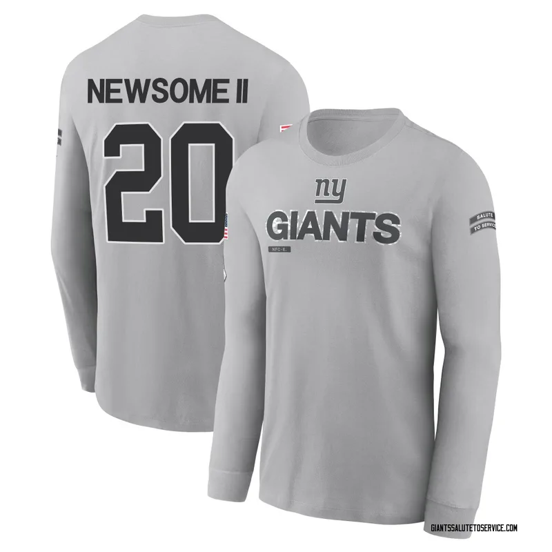 Youth Greg Newsome II New York Giants Gray 2024 Salute to Service Long Sleeve T-Shirt