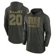 Youth Greg Newsome II New York Giants Green Forest/ 2025 Salute to Service Sideline Lightweight Hooded Pullover Long Sleeve T-Sh